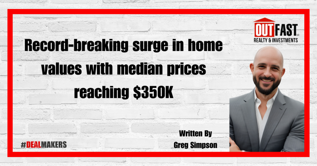 Record-breaking surge in home values with median prices reaching $350K